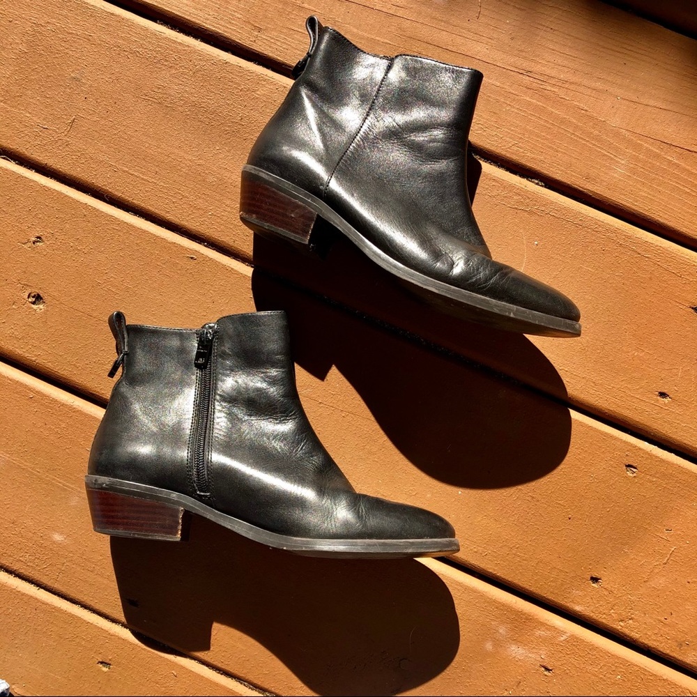 Coach “Carmen” Black Leather Ankle Boots